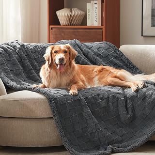 GASUR Waterproof Dog Blankets for Large Dogs, Dog Blanket for Couch Bed, Fleece Pet Blanket for Furniture Sofa Protector, Soft Pet Throw Blankets for Crate Car Outdoor, Washable, 50"X60",Grey