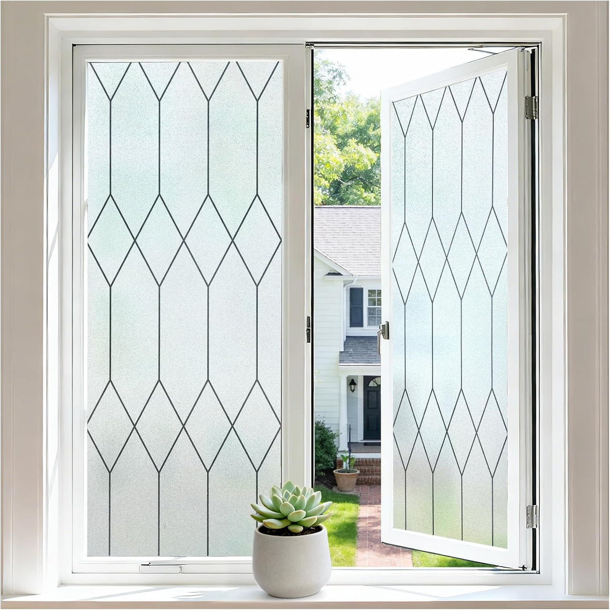 Rabbitgoo Moroccan Pattern Static Cling Window Privacy Film, 17.5" X 78.7"