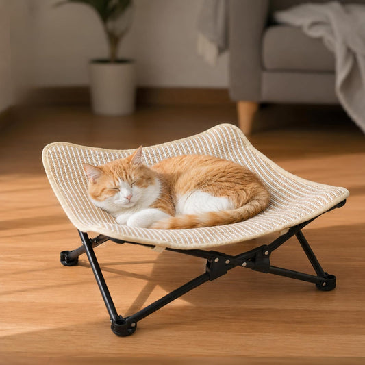 Elevated Cat Bed, Foldable Cat Hammock with Sisal Surface