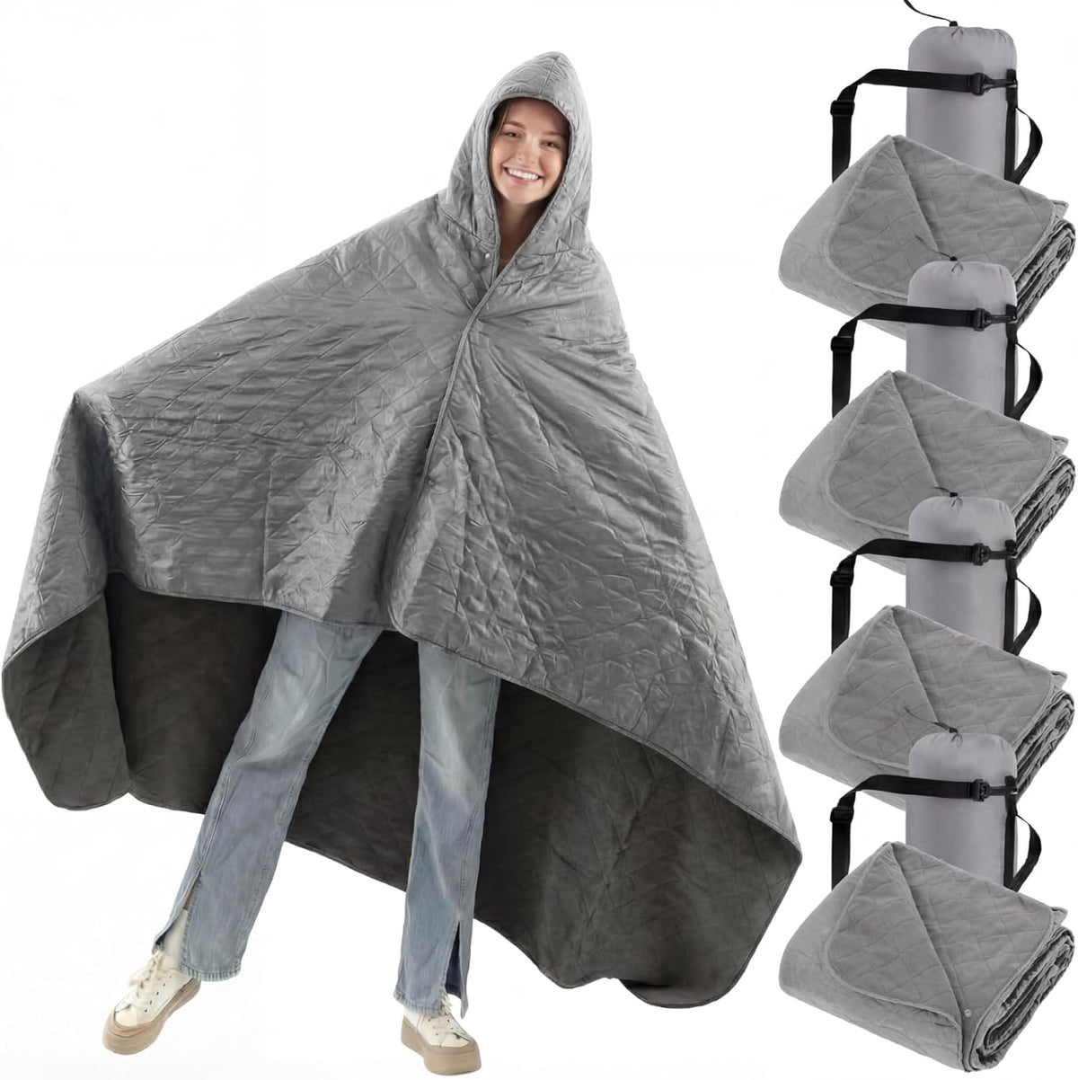 Fanfanwin 4 Pack Waterproof Fleece Stadium Blankets Foldable