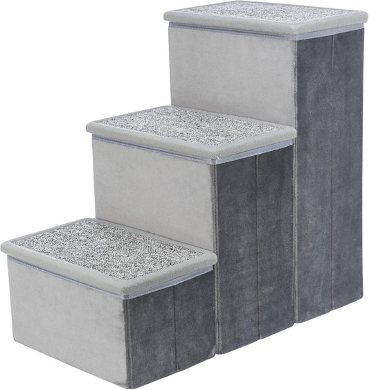 TRIXIE 3-Step Velour Pet Stairs, Gray