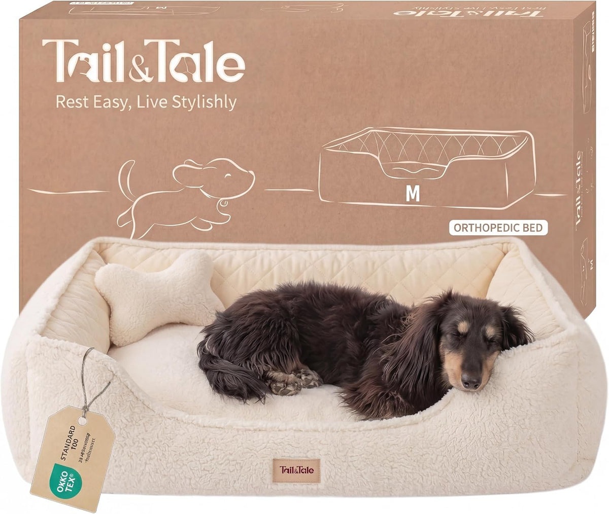 Cooling Orthopedic Dog Bed for Medium Dogs, Memory Foam, Washable Cover