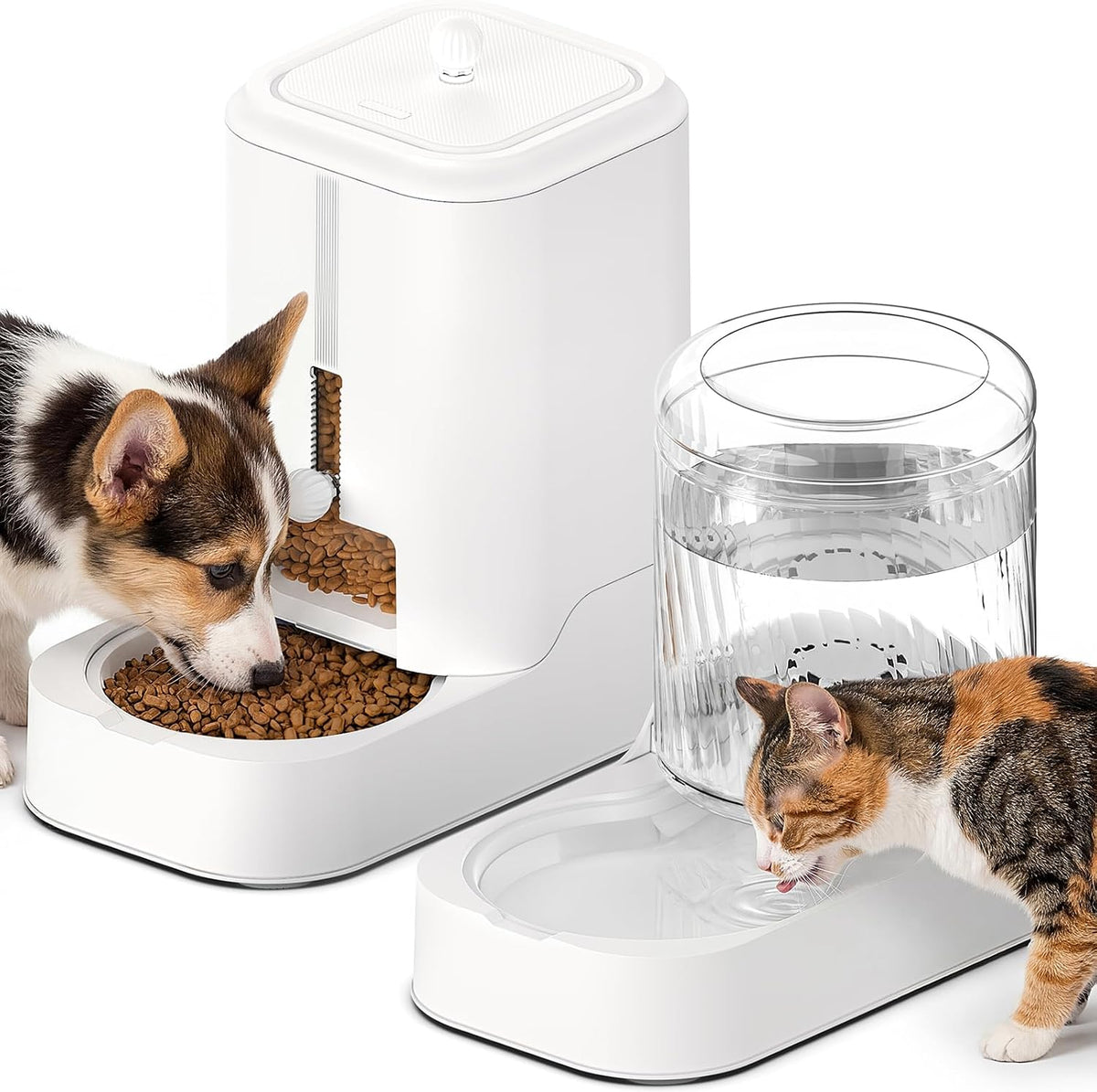 JUNSPOW Automatic Cat Feeder & Water Dispenser Set (Bowl Not Included)