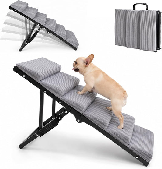 Dog Ramp for Bed, Foldable Dog Ramp, 5 Adjustable Heights, 13"-19", 100 Lb