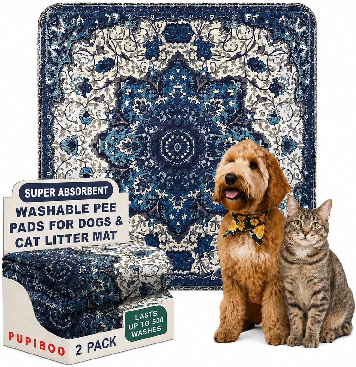 Sunheir Washable Pee Pads for Dogs, Reusable Puppy Pads for Dog Playpen 2PC