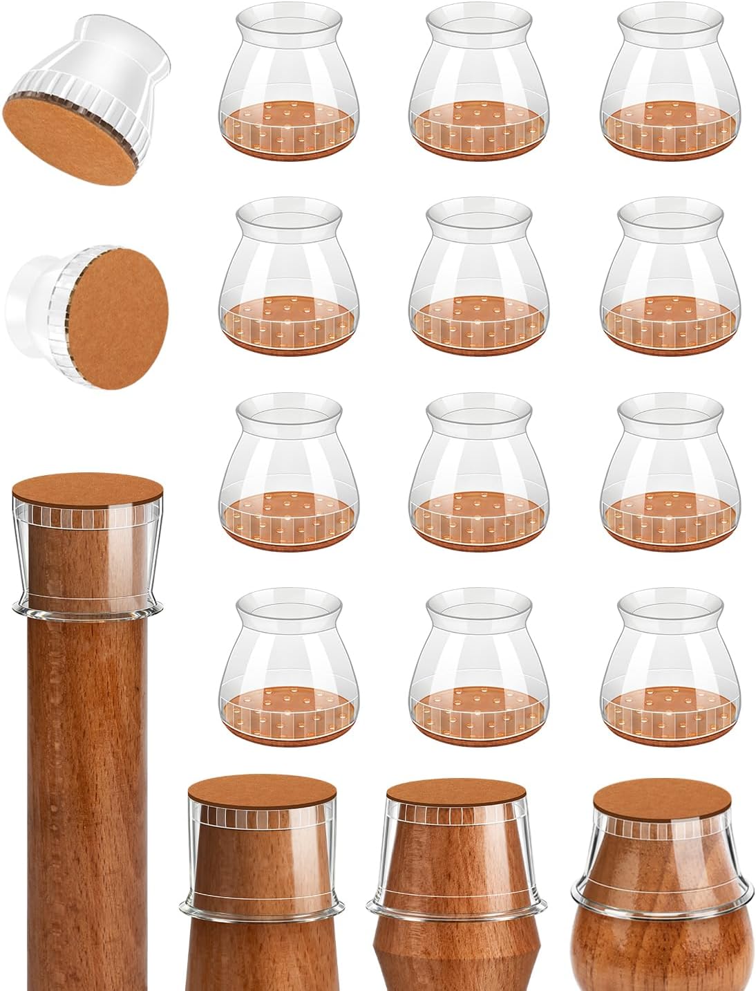 Chair Leg Floor Protectors, 24 Pack Silicone Felt Furniture Leg Guards