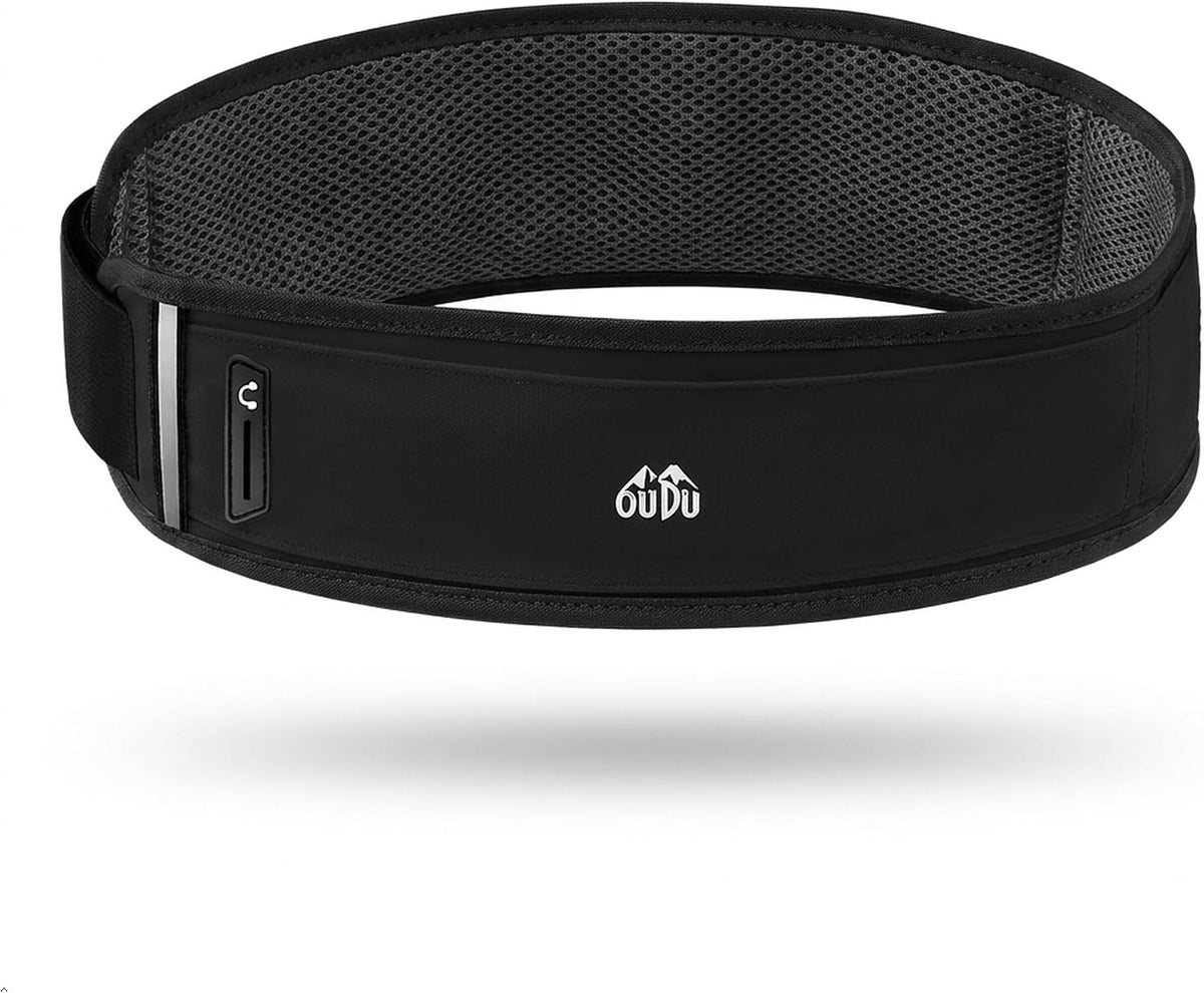 Simptech 360° Ultra-Thin Running Belt Bag- Honeycomb Breathable Fanny Pack for Men Women, Lightweight 98G Fitness Waist Phone Holder Pouch for Hiking Cycling Travel Jogging Workout (New Black)