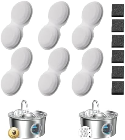 Stainless Steel Cat Water Fountain: Cat Fountain & 6 Filters + 3 Sponges