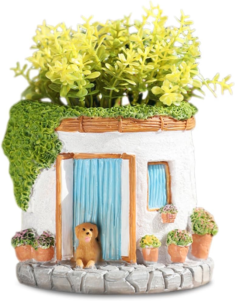OULIGET Creative Garden House Plants Flower Pot with Drainage Holes,Cute Dog Succulent Plant Pot Decorated Desk,Garden,Living Room