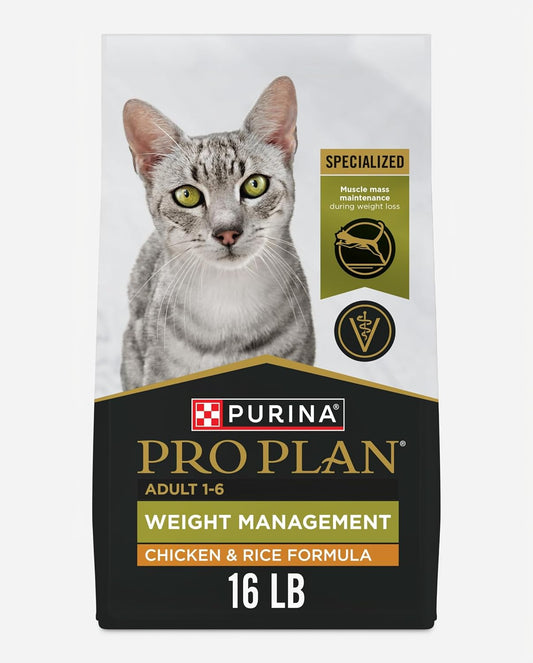 Purina Pro Plan Weight Management Dry Cat Food, Chicken & Rice, 7 Lb Bag