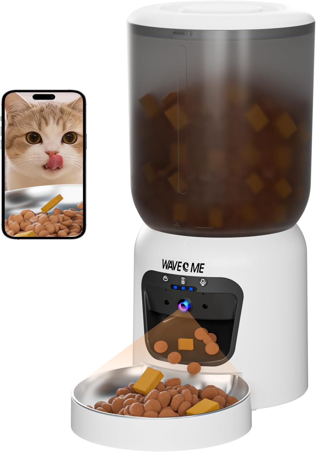Automatic Cat Feeder with Camera, 6L Wifi Cat Feeder with App Control