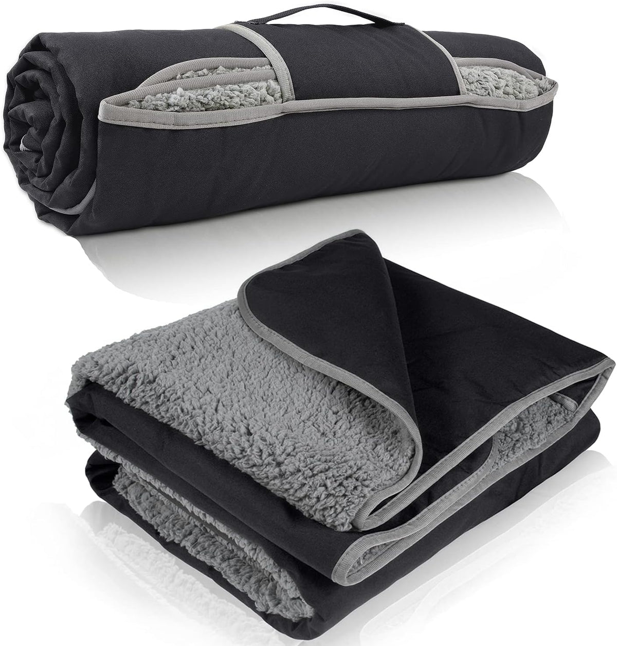 Tirrinia Waterproof Outdoor Blanket with Sherpa Lining, Windproof Foldable