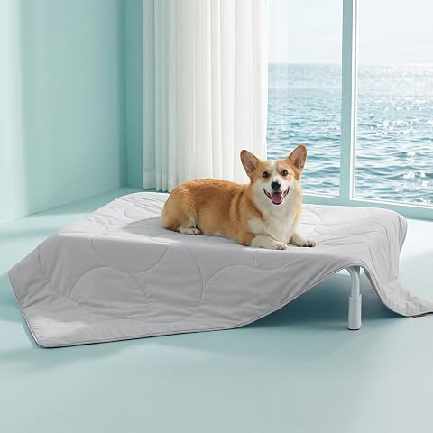 Petami Cooling Dog Blanket Lightweight Summer for Pet Cat 29X40 Light Grey
