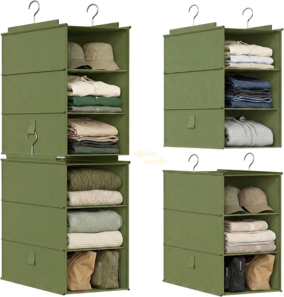 Extra Deep Hanging Closet Organizers and Storage, 2 Pack 3-Shelf