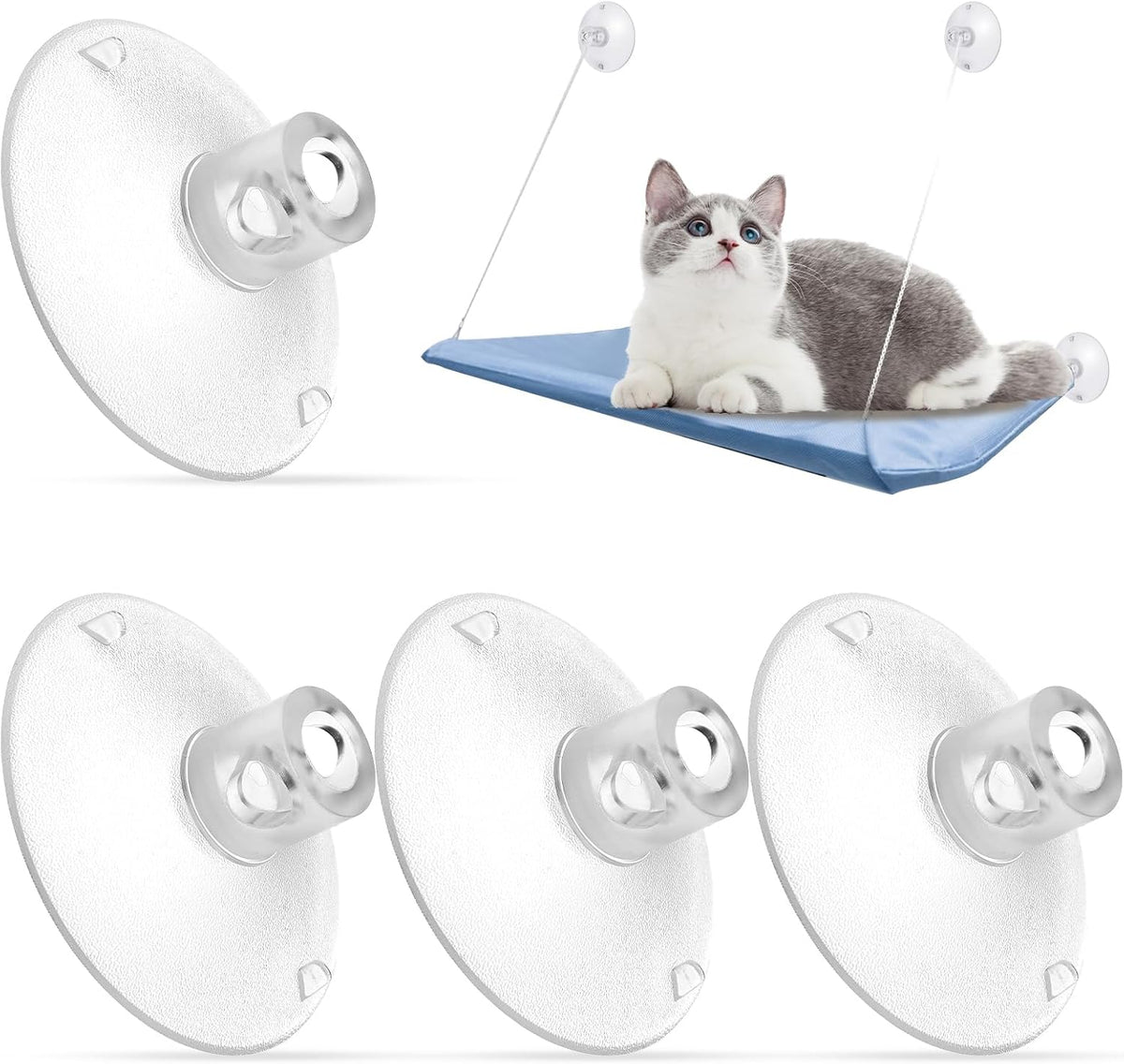 4 PCS Window Perch Suction Cup Large Replacement Clear PVC Sucker Pads Powerful Suction Cups for Cat Window Bed Seat Hammocks