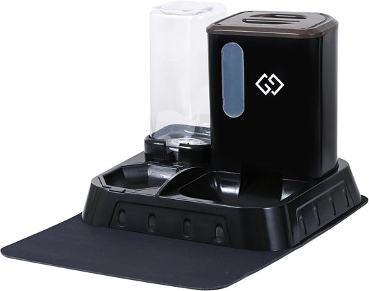Gravity Cat Feeder & Automatic Water Dispenser – 3-In-1 Cat Feeding Station with Absorbent Feeding Mat, Spill-Proof Automatic Cat Feeder for Indoor Cats, Small Dogs & Multi-Pet Homes