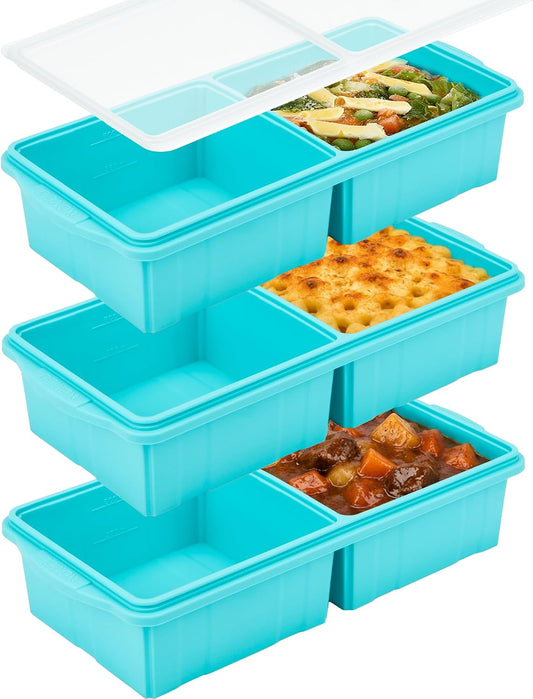 3-Pack Silicone Freezer Trays with Lid, Soup Freezer Container Molds