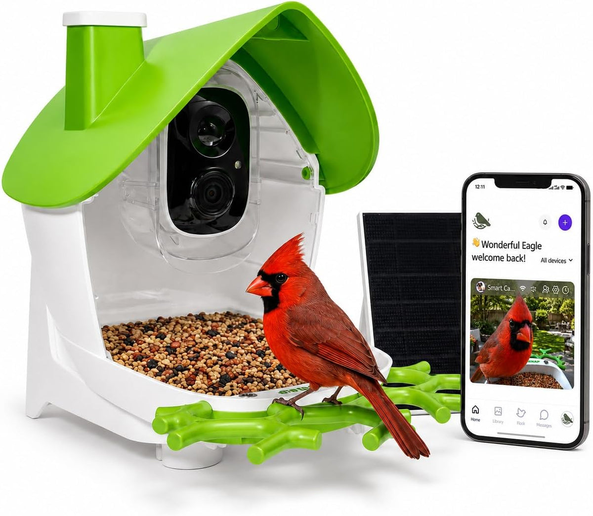 Bird Feeder with Camera, 2K HD, AI Recognition, Gift for Bird Lovers