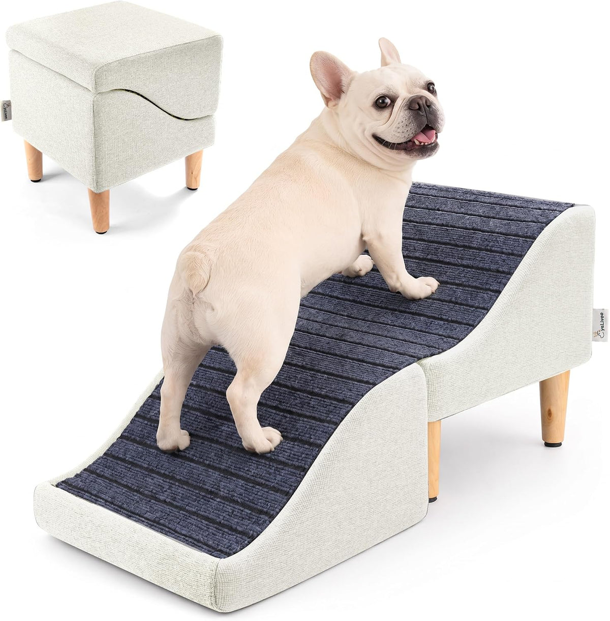 Dog Stairs for Small Dogs, 16.5" H Foldable Ottoman Dog Ramp for Bed Couch