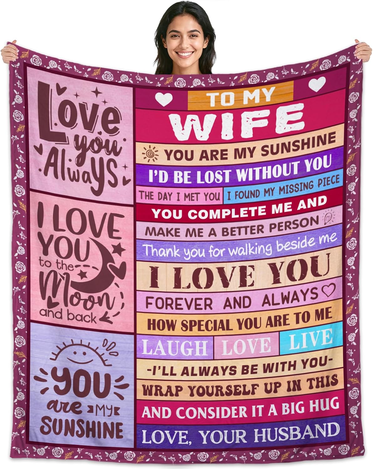 BASAO Anniversary Romantic Gift for Women, to My Wife Blanket from Husband