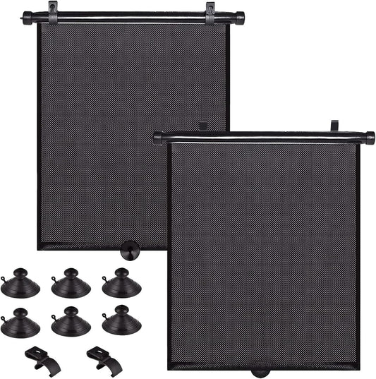 Car Side Window Shades, 2 Pack Retractable Roller Sun Shades, 18 X 20 In