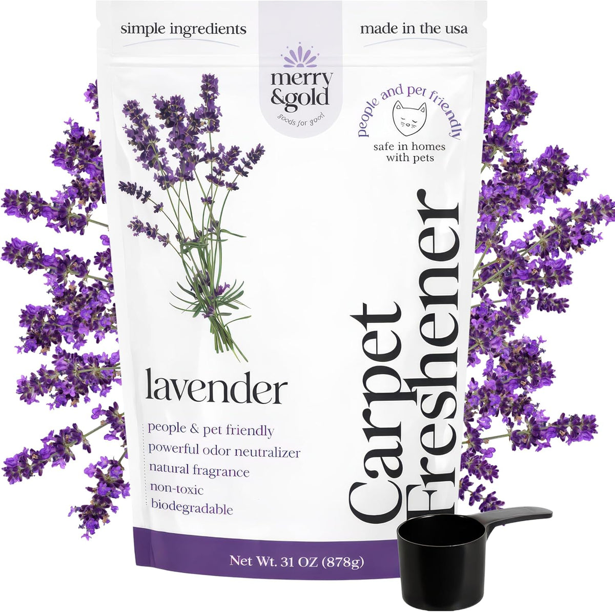 Merry & Gold Carpet Deodorizer & Carpet Freshener Powder, Lavender, 31 Oz