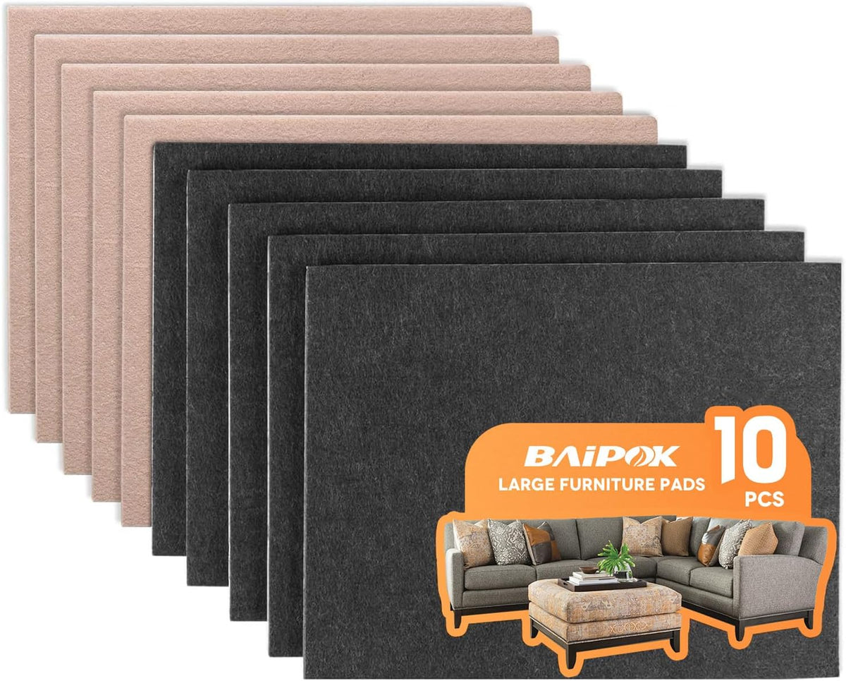 Felt Furniture Pads 10Pcs 8" X 6" Adhesive Large Felt Pads, Cuttable