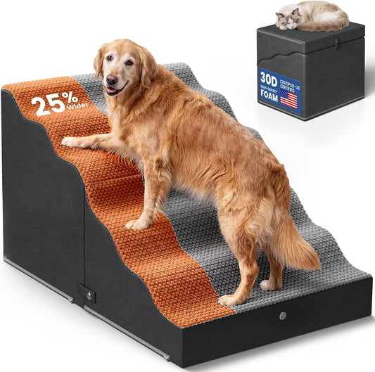 Dog Stairs for Bed up to 90 Lb - Large Dogs Pet Steps & Ottoman