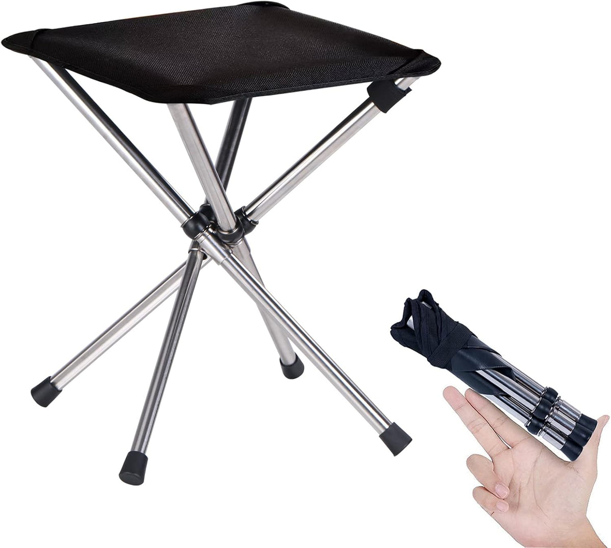 13.8In Portable Camping Stool, Compact Lightweight Folding Chair for Adults