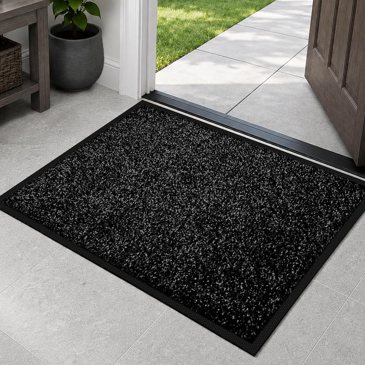 Mibao Super Absorbent Front Door Mat, 29.5" X 17", Non-Slip Washable Indoor Doormats, Low Profile Entryway Rug Outdoor, Dirt Resistant Welcome Mats for Front and Back Door Entrance, Grey