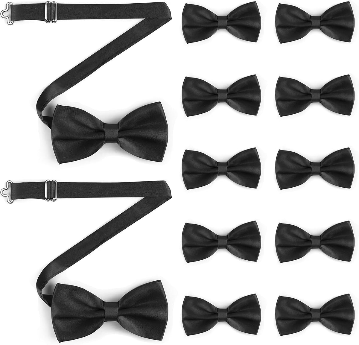 12 Pcs Bow Tie, Pre-Tied Bow Ties for Men Women Boys, Adjustable Clip Bowtie, for Costume Wedding Party Decoration