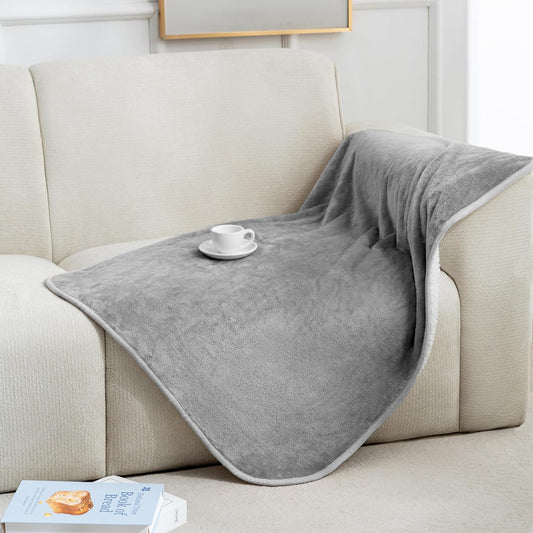 Gogobunny Waterproof Pet Blanket for Small Dogs and Cats, Reversible Sherpa Fleece Soft Plush Throw for Couch Protection, Washable Furniture Protector (Grey, 30X30 Inches)