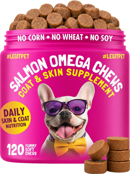 Omega 3 Fish Oil for Dogs - 170 Chews - Skin and Coat Omega 3 for Dogs