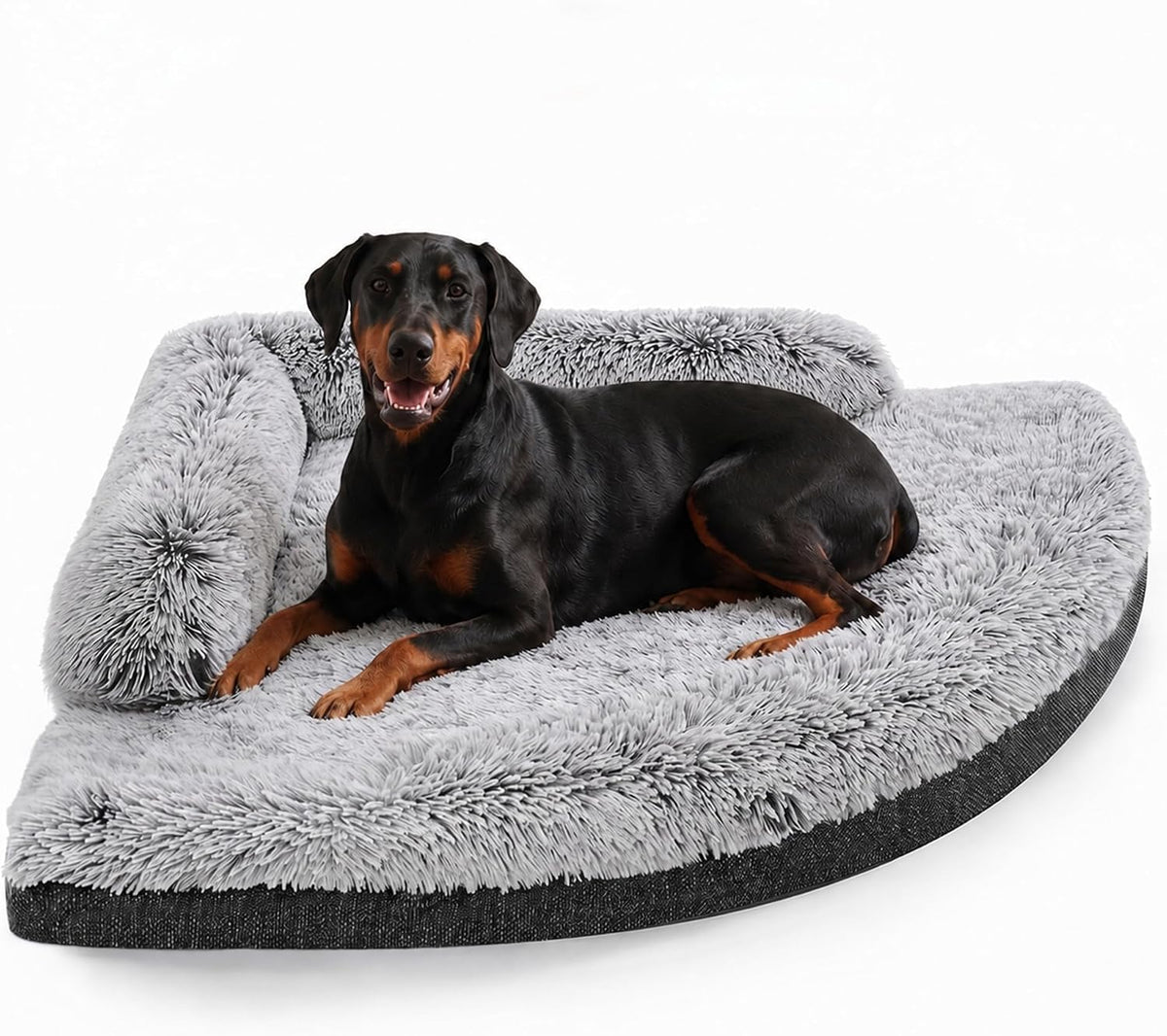 Corner Dog Bed for Large Dogs, 42" XL Fluffy Orthopedic Pet Bed