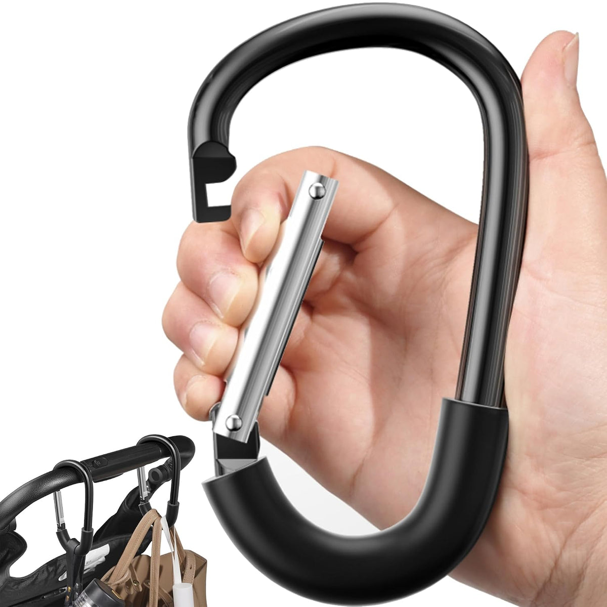 2 Pcs Black Baby Stroller Hooks for Hanging | Multipurpose Stroller Straps with Durable and Stylish Stroller Clips for Diaper Bags | the Perfect Mummy Hook for Pram, Wheelchair, Shopping and Pet Carts