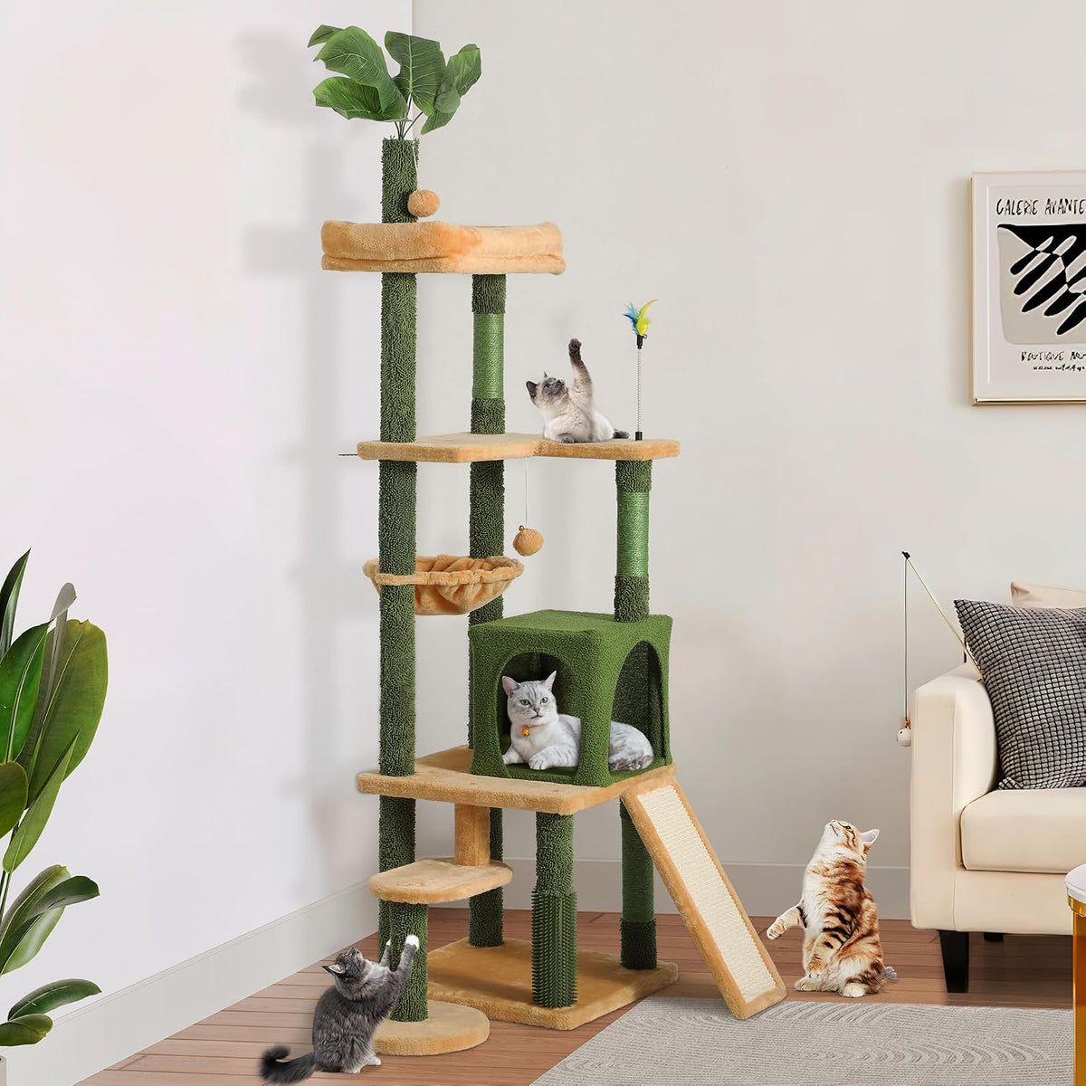 YITAHOME Tall Cat Tree Tower with Leaves for Indoor Cats