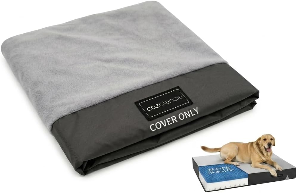 Orthopedic Dog Bed for Medium Large Dogs, 3.5” Thick, Supportive Memory Foam & High Density Egg Crate Foam Pet Mattress, Dual Waterproof Protection, Removable Cover, Nonskid (Grey, Medium)