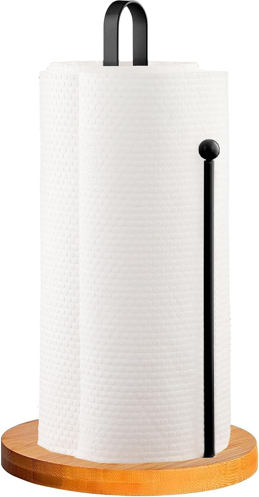 TONLEA Wooden Paper Towel Holder Countertop, Kitchen-Towel-Holder Freestanding with Non-Slip Base for Bathroom
