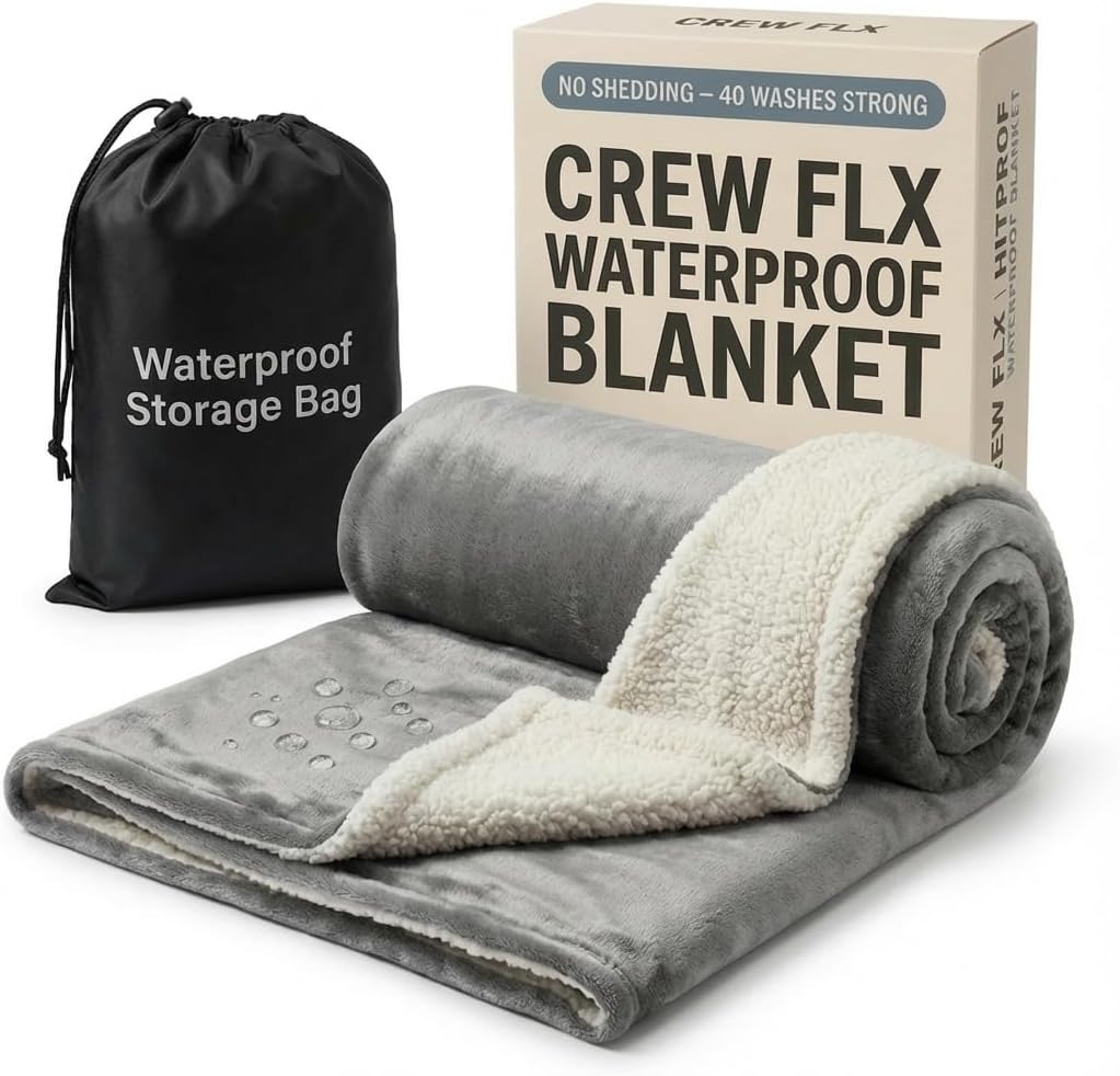Waterproof Blanket for Bed (80"X 60" Queen Size) Soft Reversible Plush Fleece 250 GSM, Moisture Absorbent TPU Stain Proof Couch Bed Mattress Water Proof Cover Black/Gray