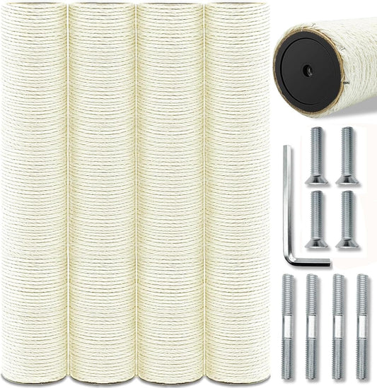 M8 Cat Scratching Post Replacement,15.7Inch Sisal Pole Cat Tree Replacement Post with Screws,Diy Scratcher,Pad, Crafts Gardening Hammock Home Decorating (Brown, M8*2Poles*40Cm/15.7Inch)