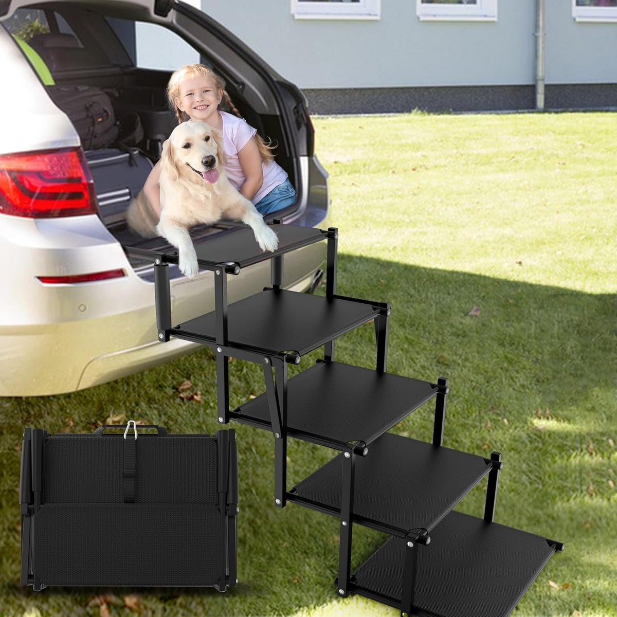 Large Dog Pet Ramp Stairs for Bed Couch Car Truck Suv,Dog Pet Ramp for Small Large Dogs Pets to Get on High Bed Truck Couch Sofa