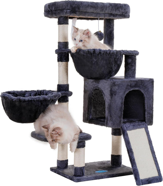 Hey-Brother Cat Tree Tower with Large Bed, Hammocks, Scratcher, MPJ006SW