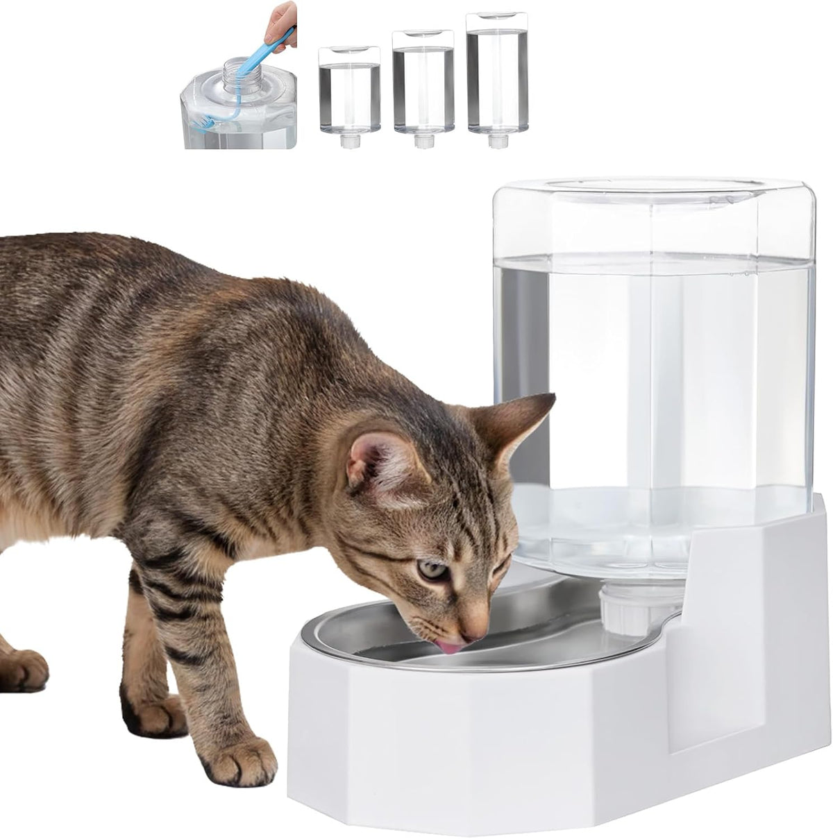 Sfozstra 4L Stainless Steel Gravity Water Dispenser:Cat Bowl