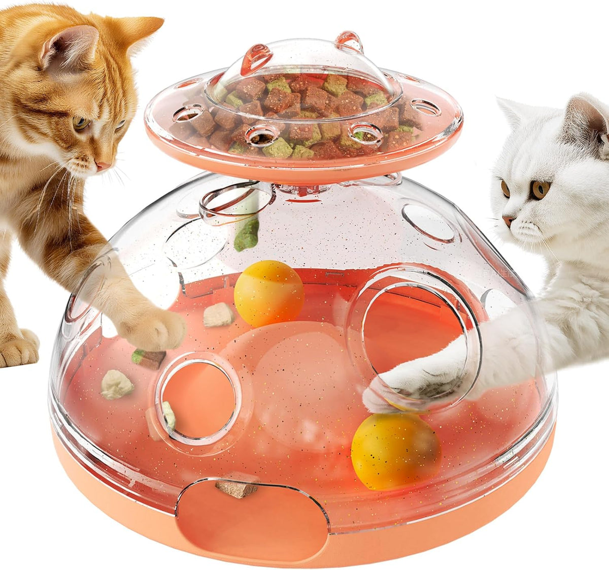 KADTC Large 2-In-1 Cat Puzzle Toy, Spin Treat Dispenser & 2 Foraging Balls