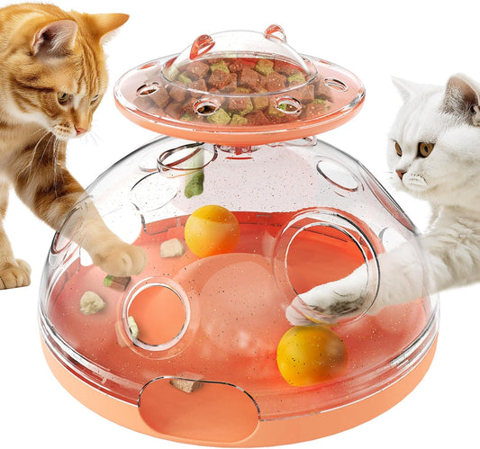 KADTC Large 2-In-1 Cat Puzzle Toy, Spin Treat Dispenser & 2 Foraging Balls
