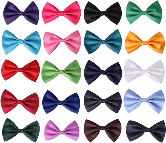JIAKAI 20Pcs Pre-Tied Bow Ties,Solid Color Adjustable Bow Tie Collection, for Kids and Boys（10 Mixed Color, 2 of Each Color,Random Color）