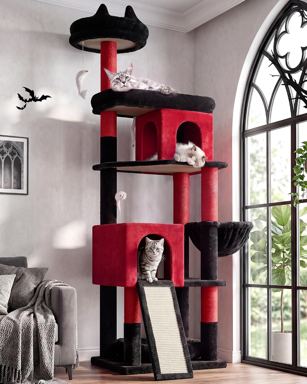 Globlazer S72 plus Heavy Duty Gothic Cat Trees for Large Cats 20 Lbs+, Goth