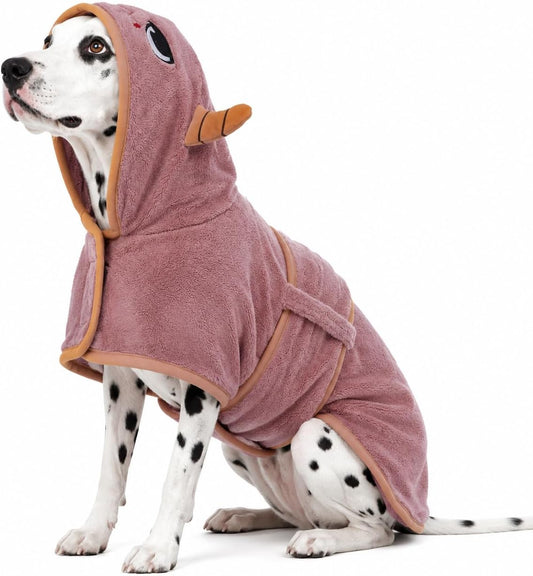 Dog Bathrobe, Fast Drying Coat,Super Absorbent Bath Towel Pink M