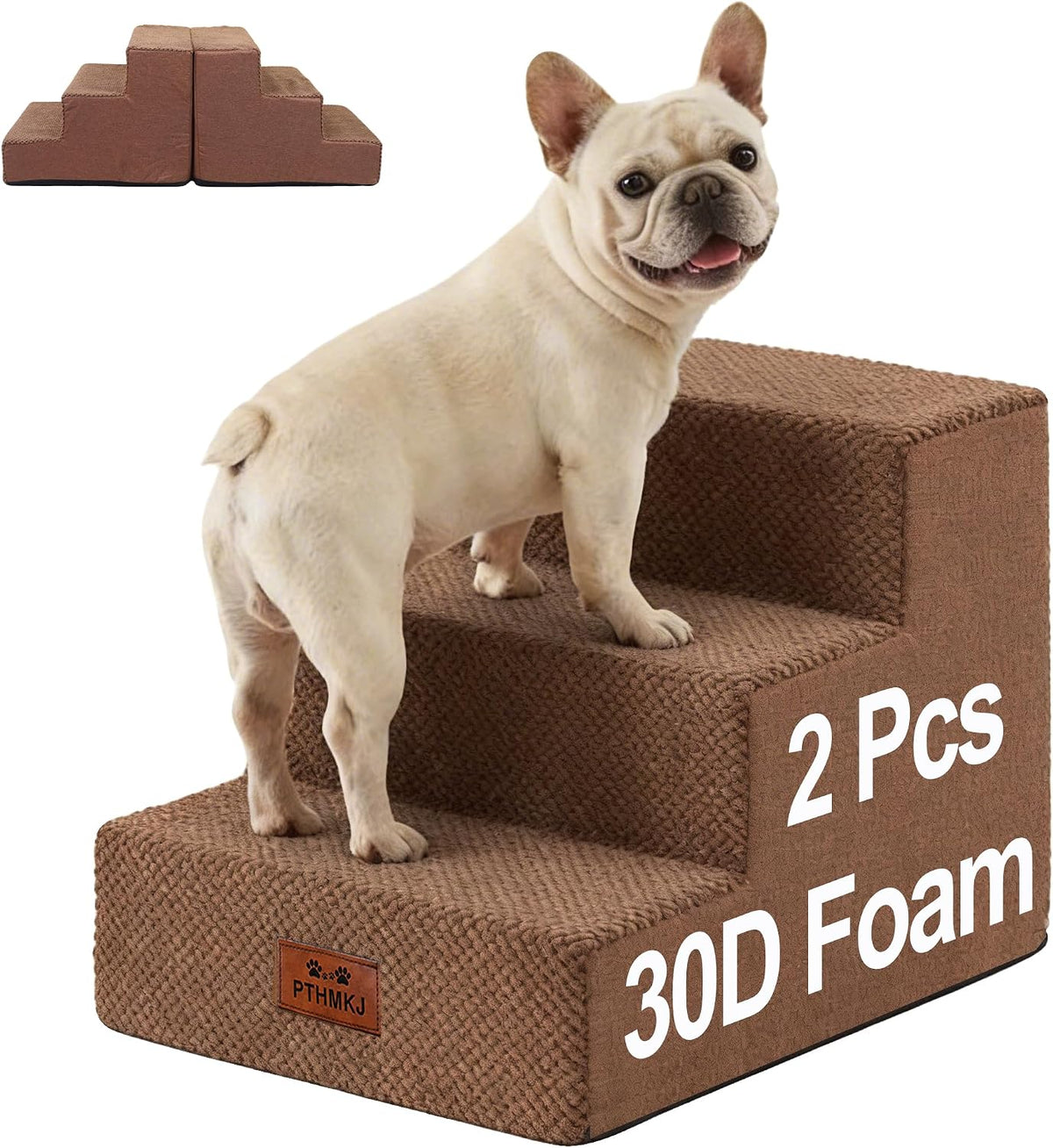 Dog Stairs for Small Dogs, 3-Step Pet Stairs for Couch, 2-Pack 13.6"