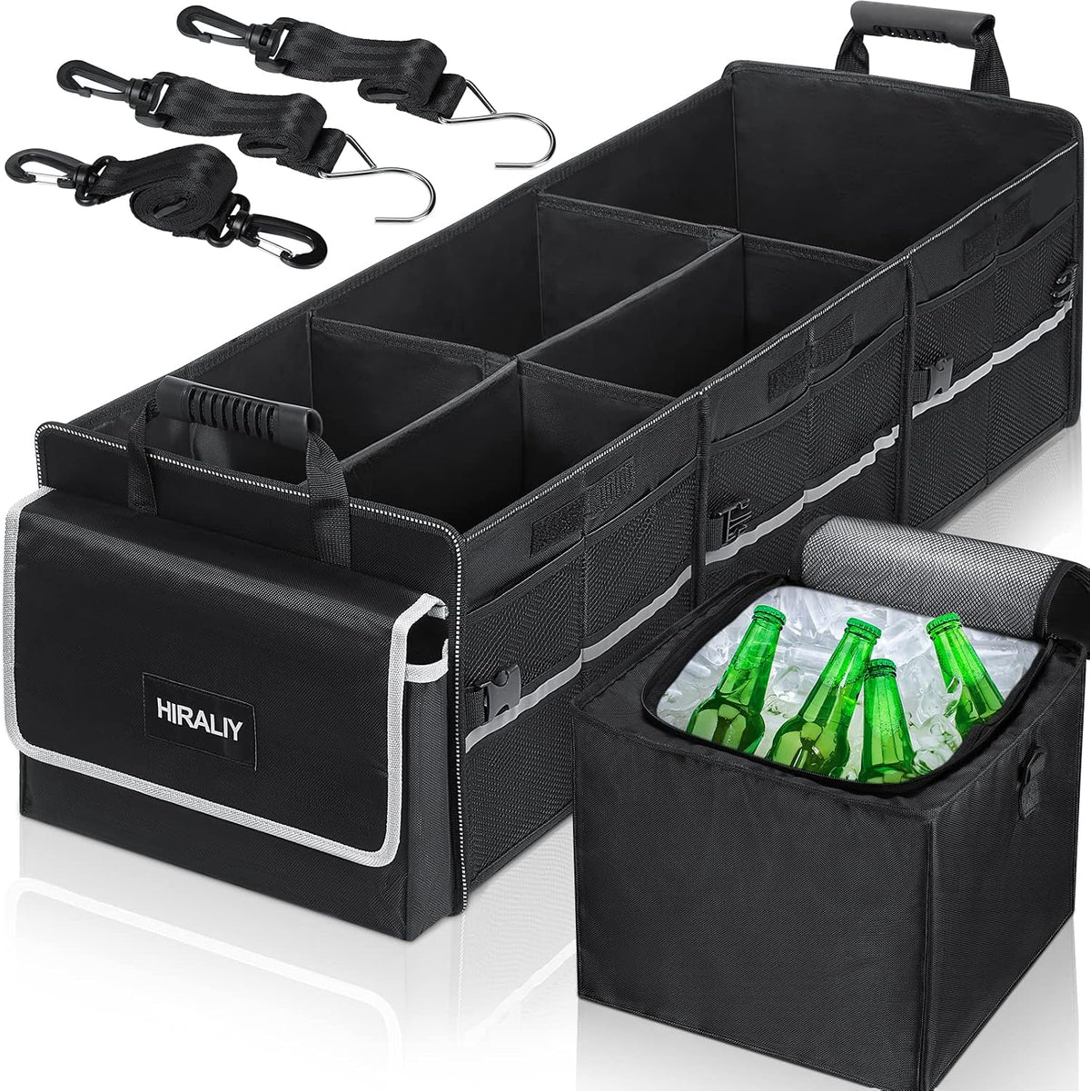 HIRALIY 4-In-1 Car Trunk Organizer with Leakproof Cooler Bag
